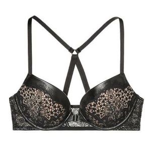 NWT Victoria‘s Secret Sexy Pushup Leather Lace Bra